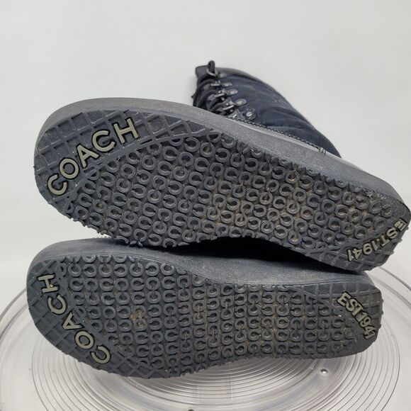 Coach Peggey Boots Womens 7.5 Signature Black Peggy Lace Up Mid-Calf Winter Snow - Picture 5 of 7